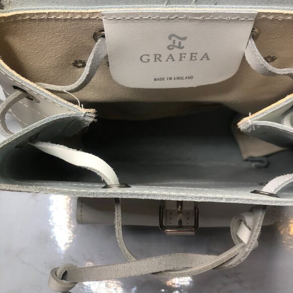 Grafea 100% Leather White Angel Baby Rucksack Backpack with Pom main image 5